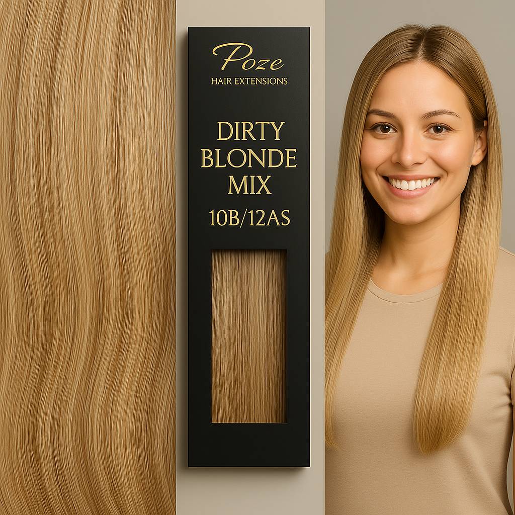 Poze Standard Draht- & Clip-Extensions - 10B/12AS Schmutziges Blond Mix
