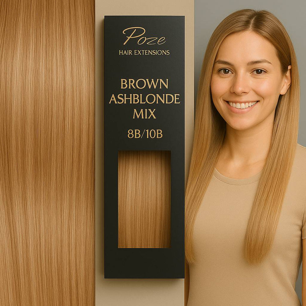 Haarverlängerung Standard - 8B/10B Braun Aschblond Mix