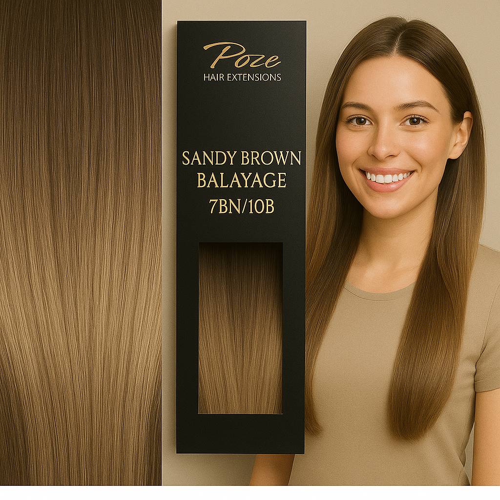 Poze Standard Draht- & Clip-Extensions - 7BN/10B Sandbraun Balayage